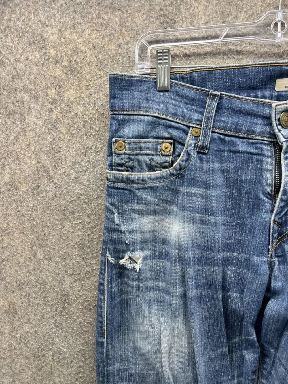 True Religion Geno Relaxed Slim Jeans Mens 32 Blue Stretch Denim Distressed